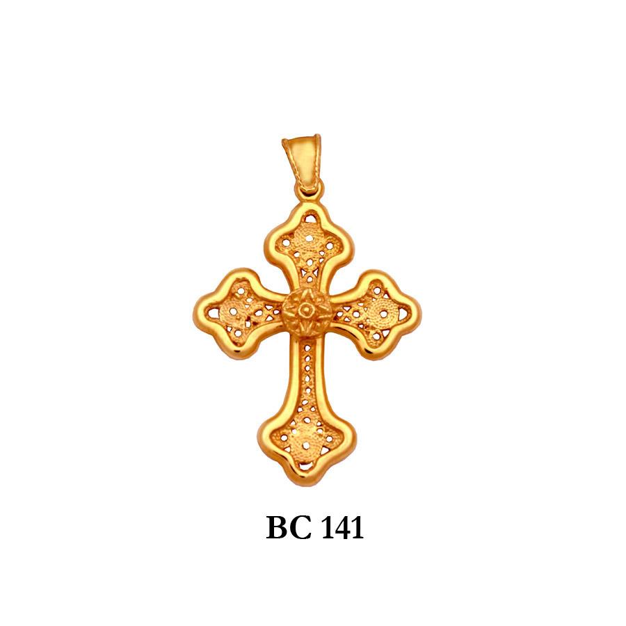 14K byzantine style detailed filigree solid gold cross pendant Gold
