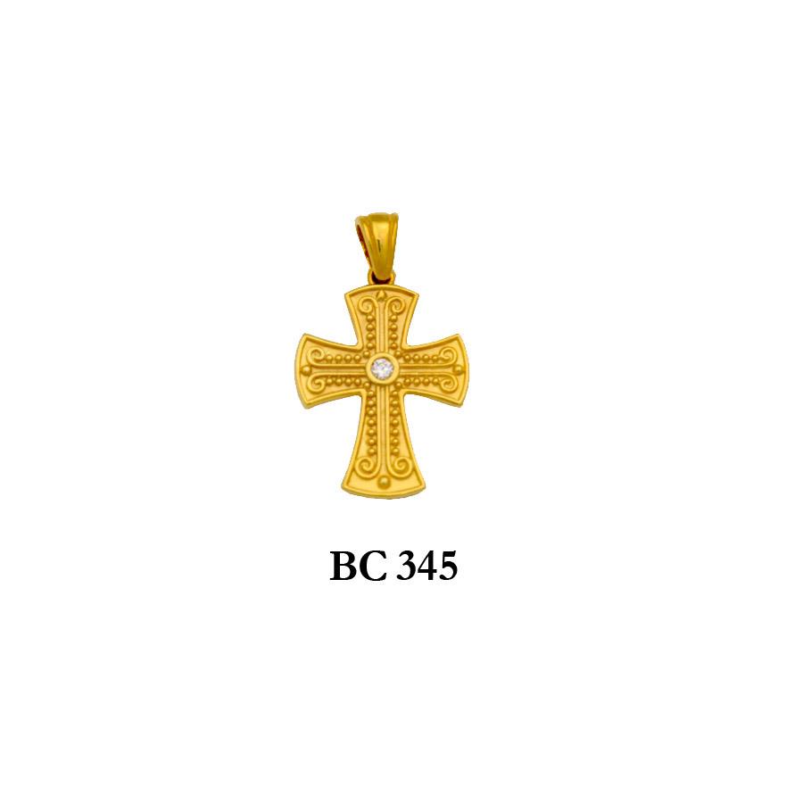 14K byzantine style diamond solid gold cross pendant Traditional