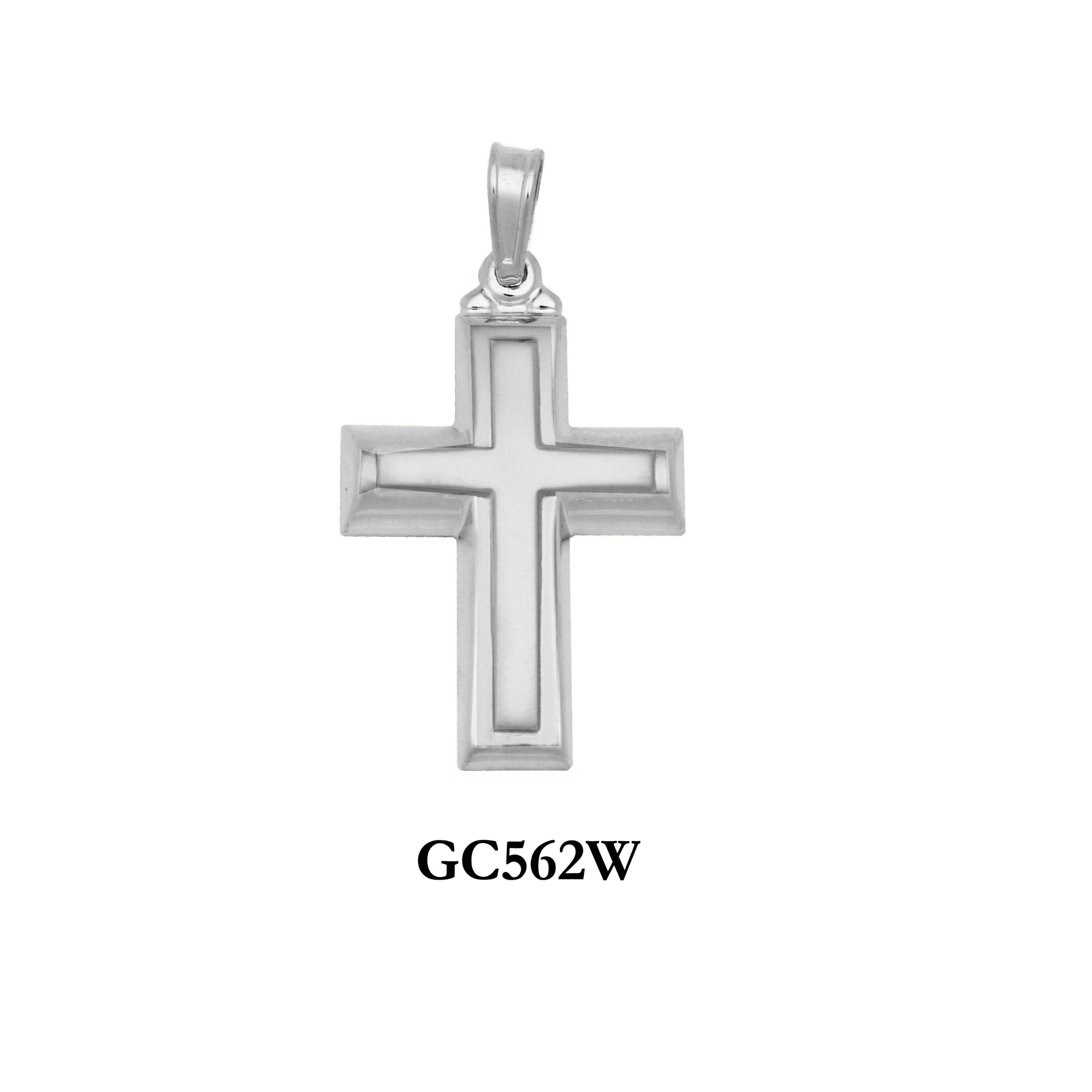 14K White gold classic raised cross pendant Gold crosses, baptismal